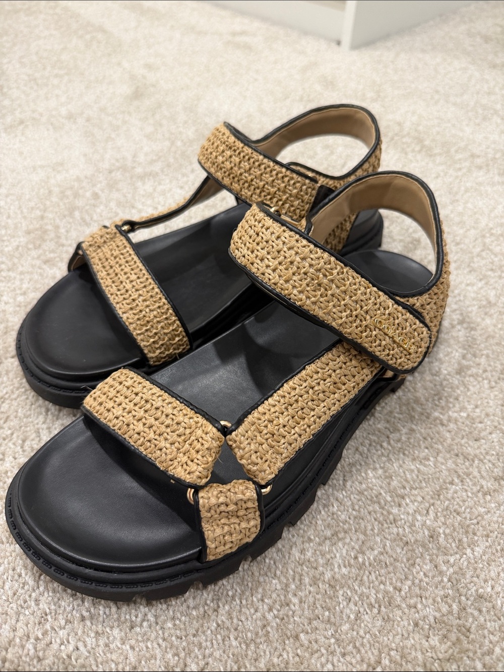 Coach Woven Strap Women’s Sandals in Natural Tan